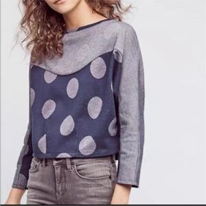 Anthropologie Gray and Navy Polka Dot Sweater